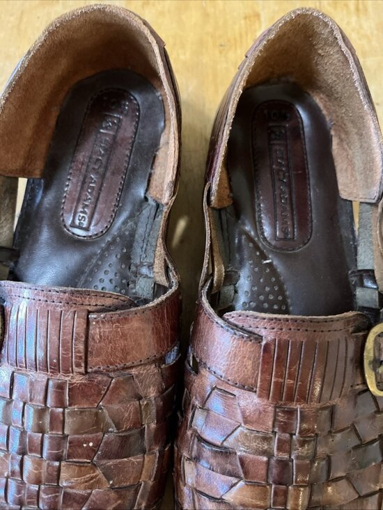 Stacy Adams Men Woven Leather Sandals Brown Size 10.5 Rubber Sole USA Closed Toe main image 3